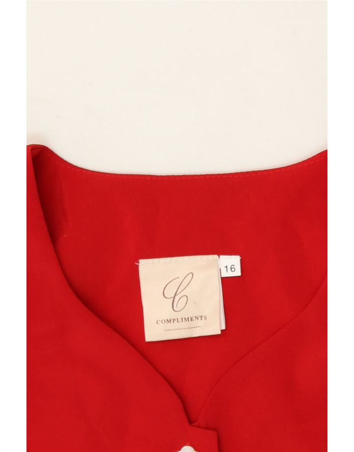 VINTAGE Womens Shirt Blouse UK 16 Large Red Polyester Vintage Vintage and Second-Hand Vintage from Messina Hembry 