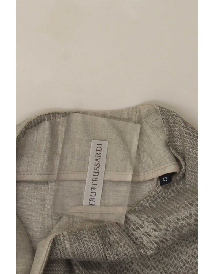 Trussardi Mini-Jupe Plissée IT 42 Medium W28 Gris Chevrons |