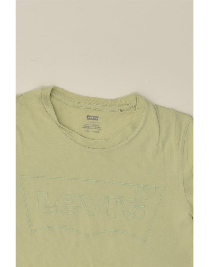 LEVI'S Womens Graphic T-Shirt Top UK 2 2XS Green Cotton | Vintage Levi's | Thrift | Second-Hand Levi's | Used Clothing | Messina Hembry 