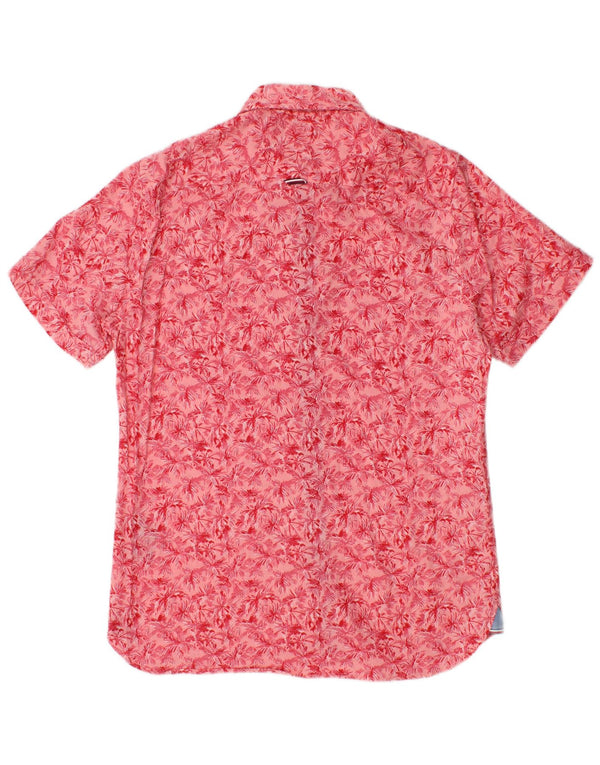 Tommy Hilfiger Mens Short Sleeve Shirt Small Pink Floral Cotton