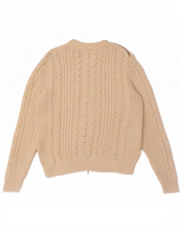 Polo Ralph Lauren Dame Zip Neck Jumper Sweater UK 16 Large Off White