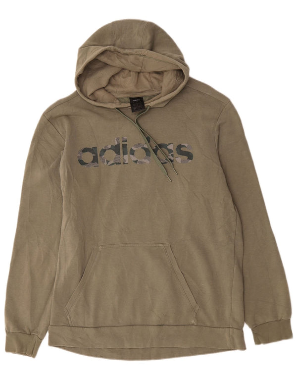 Adidas Mens Graphic Hoodie Jumper Medium Khaki Cotton