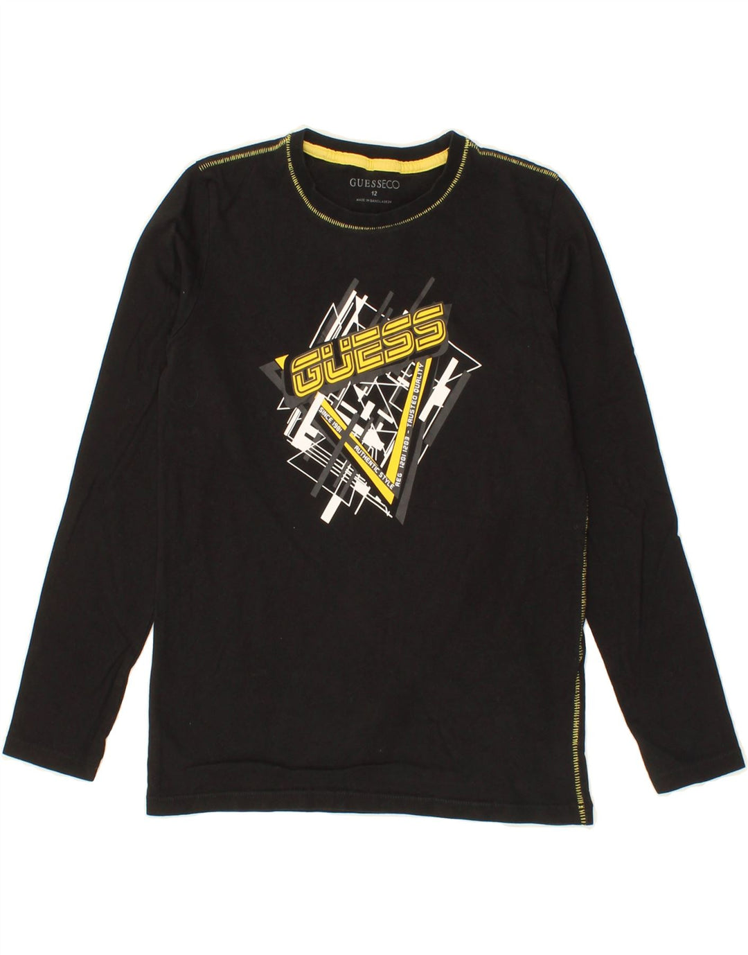 GUESS Boys Graphic Top Long Sleeve 11-12 Years Black Vintage Guess and Second-Hand Guess from Messina Hembry 