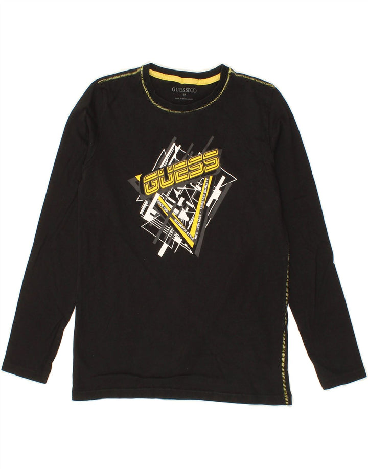 GUESS Boys Graphic Top Long Sleeve 11-12 Years Black Vintage Guess and Second-Hand Guess from Messina Hembry 