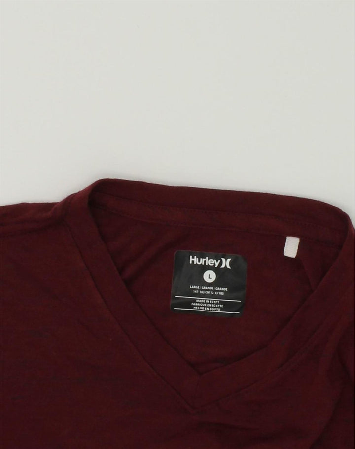 HURLEY Boys T-Shirt Top 12-13 Years Large Maroon Polyester | Vintage Hurley | Thrift | Second-Hand Hurley | Used Clothing | Messina Hembry 