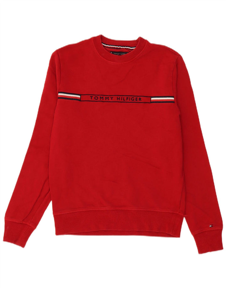 TOMMY HILFIGER Mens Graphic Sweatshirt Jumper Small Red Cotton