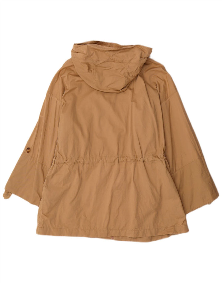 MASSIMO DUTTI Womens Hooded Parka Jacket UK 14 Medium Beige Cotton