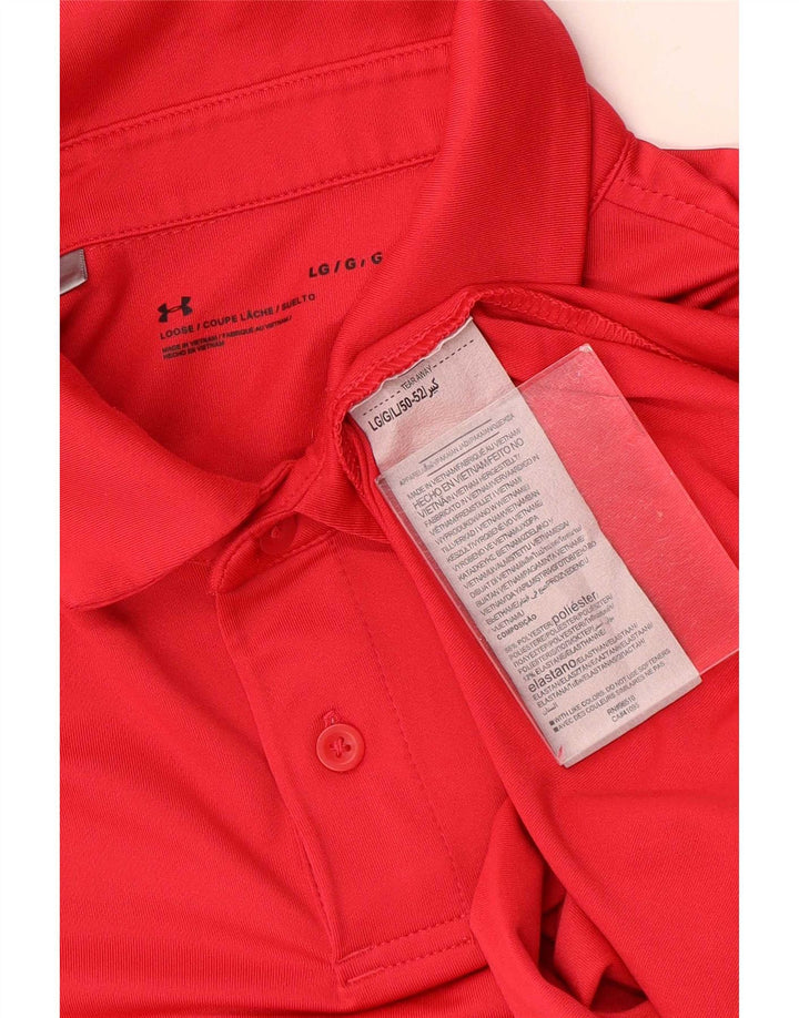 Under Armour Mens Graphic Polo Shirt Large Red Polyester