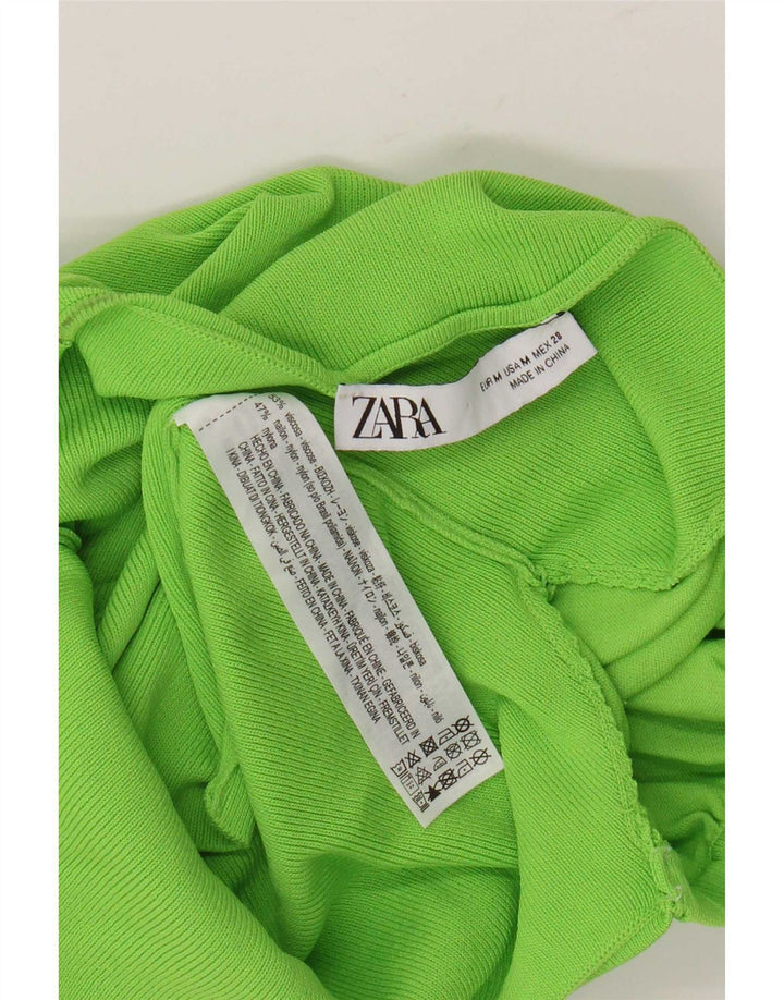 Top corto da donna con spalle scoperte Zara UK 12 Viscosa verde medio
