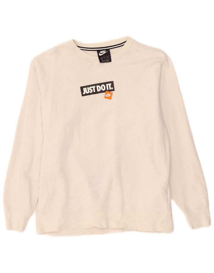 Nike Mens Graphic Sweatshirt Jumper Small White Cotton