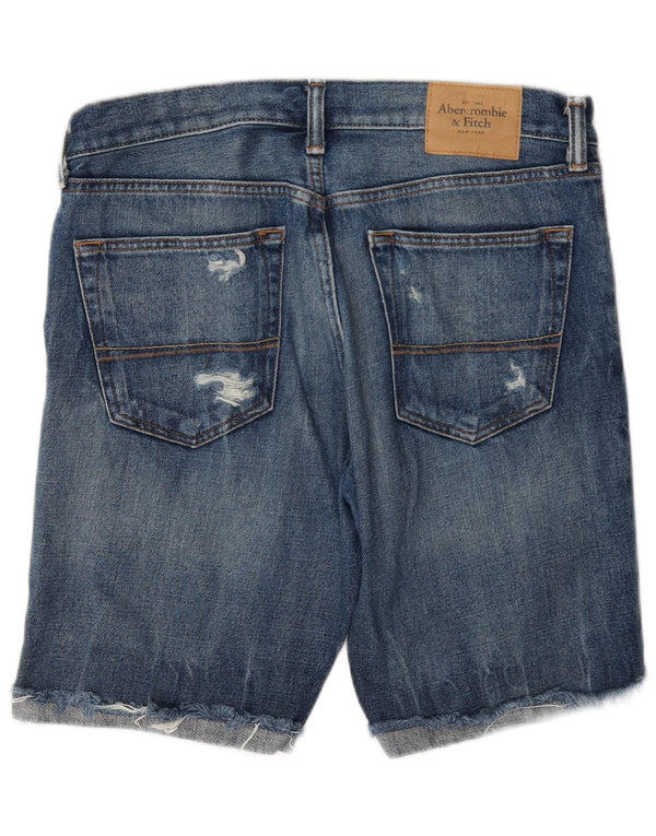 Abercrombie & Fitch Mens Distressed Denim Shorts W32 Large Blue Cotton