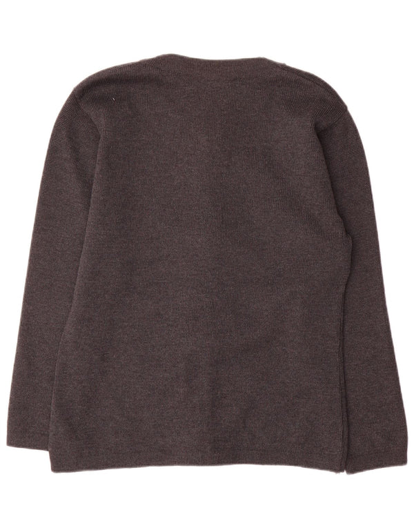 Maglione cardigan oversize da donna vintage UK 10 piccolo in lana grigia