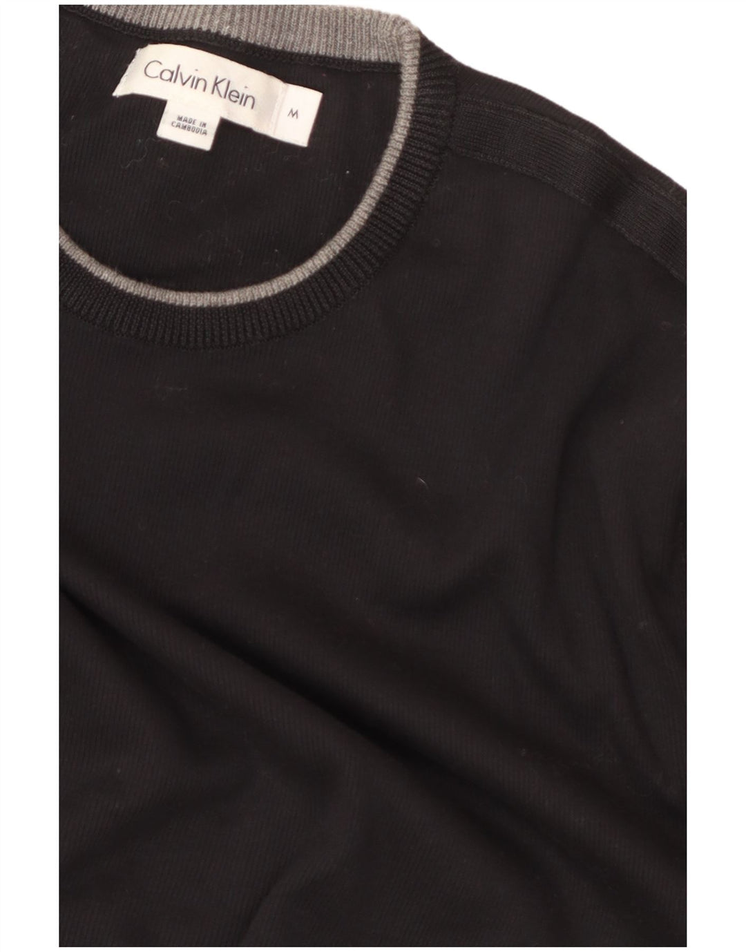 Calvin Klein Mens Crew Neck Jumper Sweater Medium Black Cotton