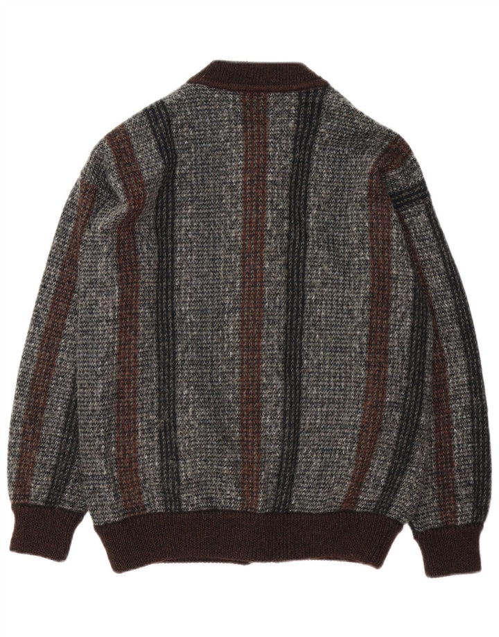 Lancetti herre cardigan sweater mellem grå stribet