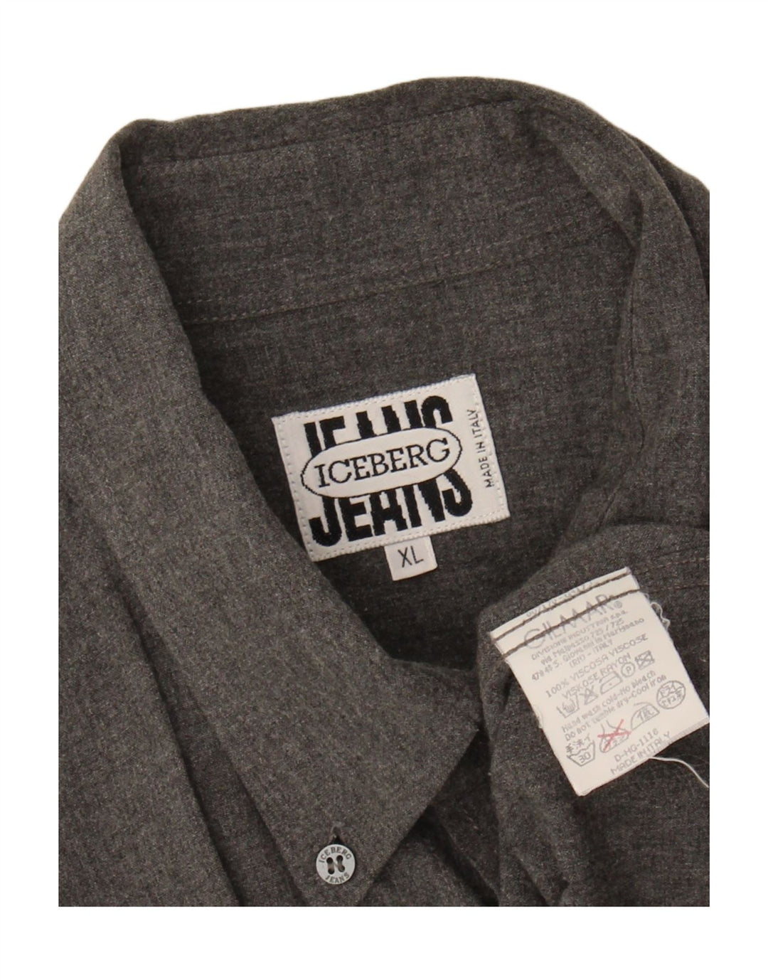 ICEBERG Mens Shirt XL Grey Viscose Vintage Iceberg and Second-Hand Iceberg from Messina Hembry 