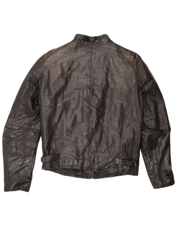 Rifle Womens Leder Racer Jacke Uk 14 Medium Schwarz