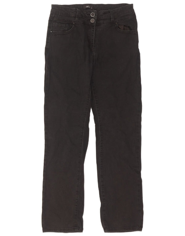 M&Co női magas derekú, egyenes farmernadrág UK 12 közepes W30 L30 fekete