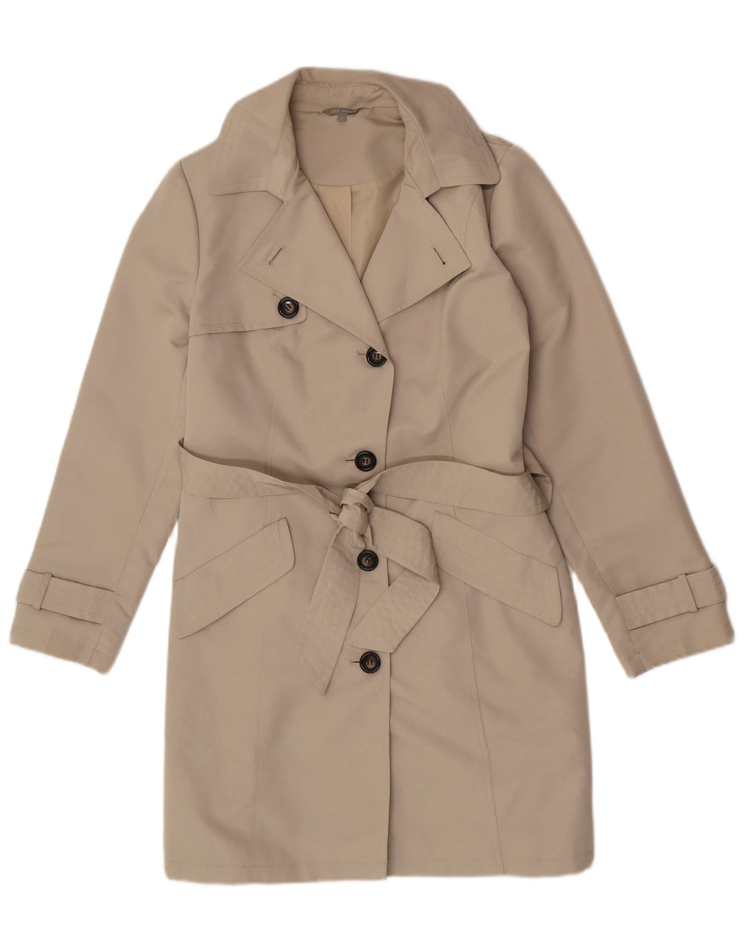 Casaco impermeável feminino Marks & Spencer UK 12 médio bege poliéster clássico