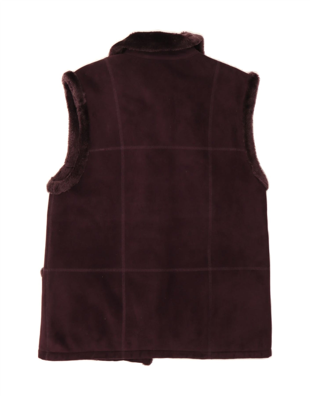 BARONIA Womens Sherpa Gilet UK 14 Large Maroon Polyester Vintage Baronia and Second-Hand Baronia from Messina Hembry 