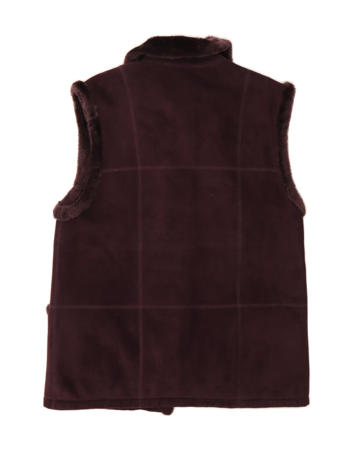 BARONIA Womens Sherpa Gilet UK 14 Large Maroon Polyester Vintage Baronia and Second-Hand Baronia from Messina Hembry 
