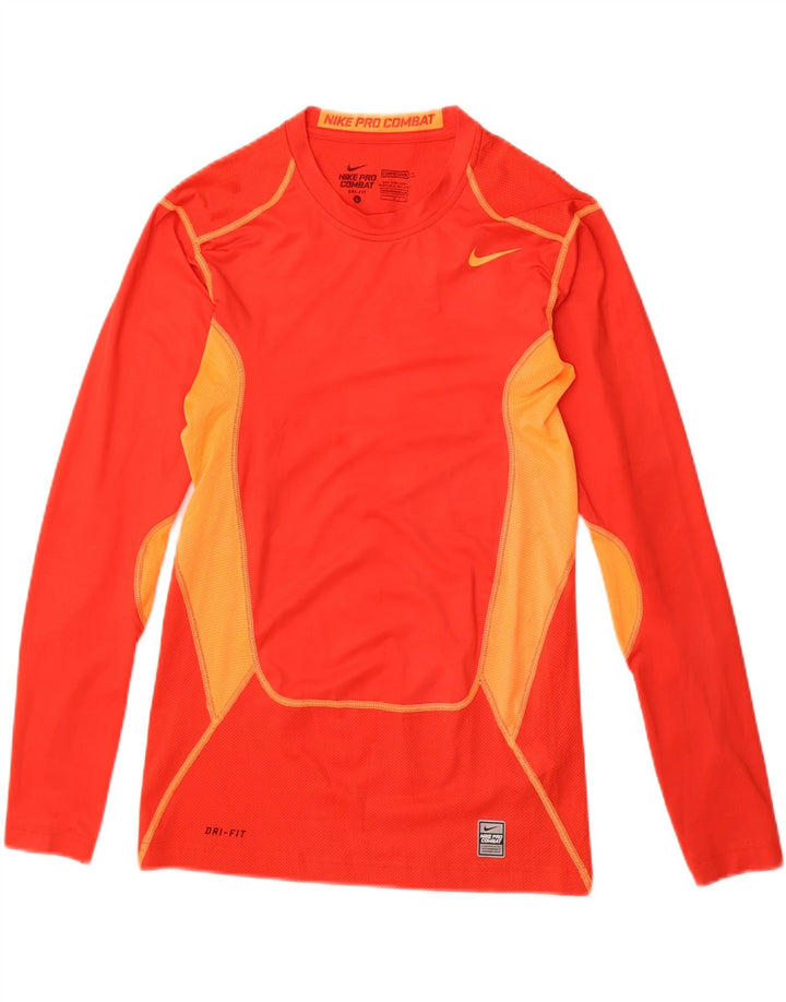 NIKE Womens Dri Fit Top Long Sleeve UK 14 Large Red Colourblock Polyester Vintage Nike and Second-Hand Nike from Messina Hembry 