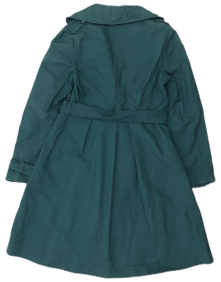 Monsoon Womens Trench Coat UK 10 Small Green Cotton