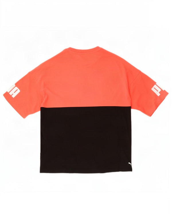 Puma Mens Graphic T-Shirt Top Grande Algodão Colorblock Preto