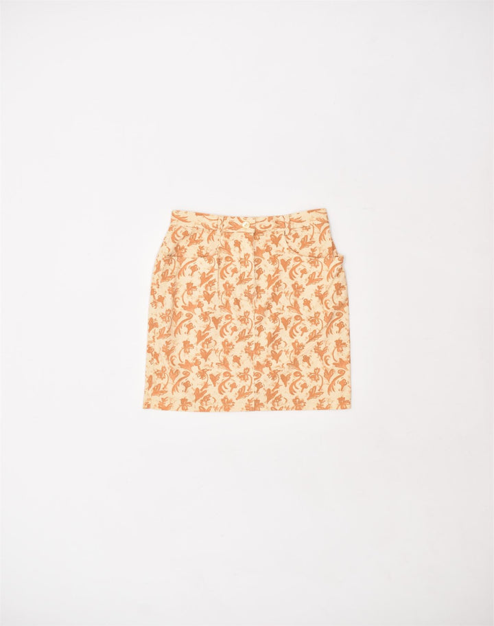 APART Womens Pencil Skirt UK 10 Small W26 Orange Floral Cotton | Vintage | Thrift | Second-Hand | Used Clothing | Messina Hembry 