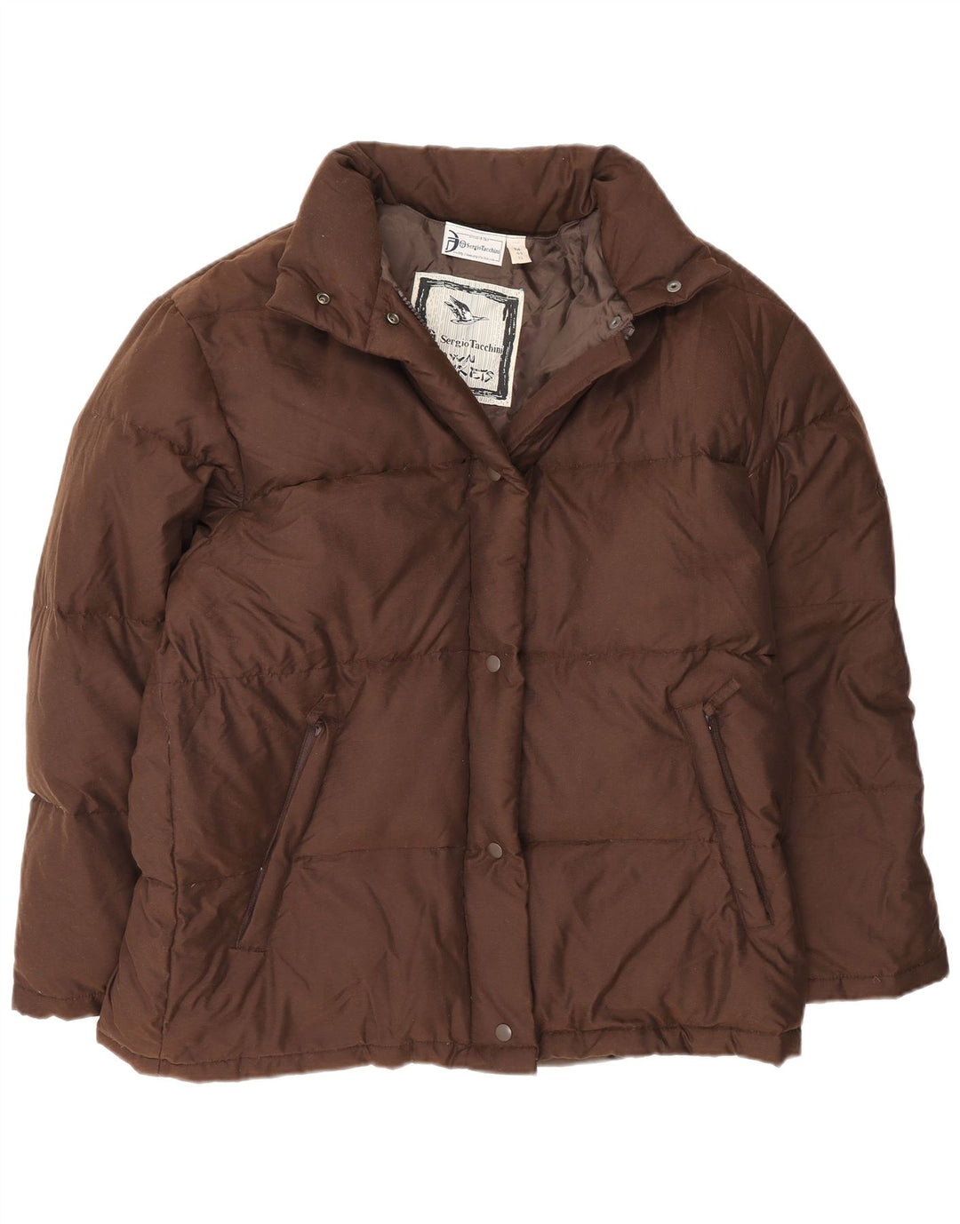 Sergio Tacchini Womens Loose Fit Padded Jacket UK 14 Medium Brown Polyamide