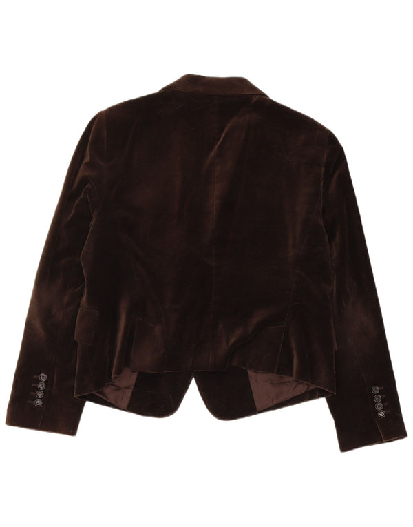Zara Womens 2 Button Velvet Blazer Jacket UK 18 XL Brown Cotton