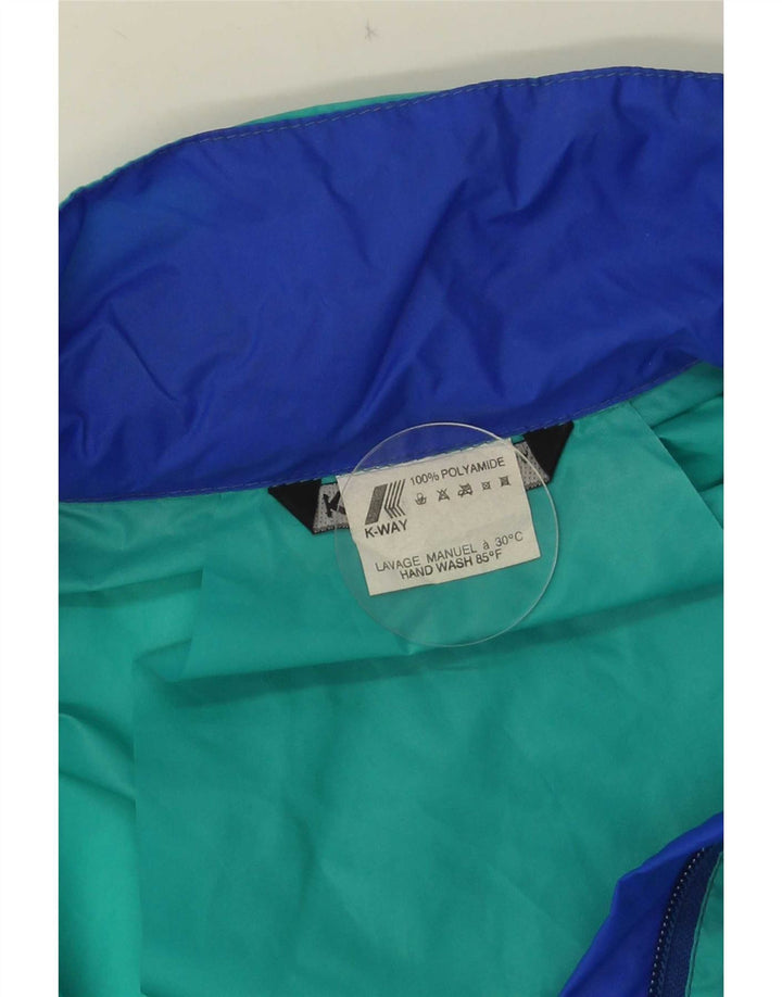 K-Way Mens Hooded Rain Jacket UK 38 Medium Green Colourblock Polyamide