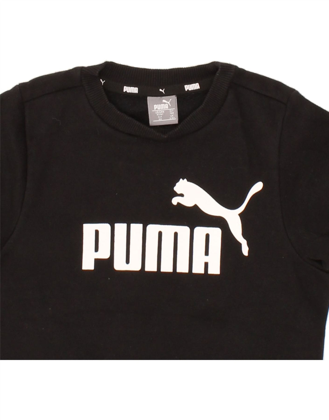 PUMA Boys Graphic Sweatshirt Jumper 3-4 Years Black Cotton Vintage Puma and Second-Hand Puma from Messina Hembry 