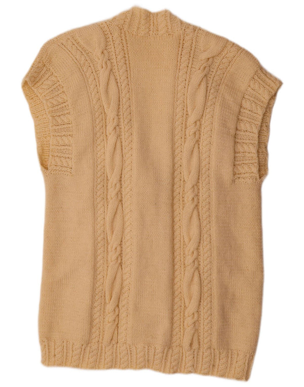 Vintage Womens Sleeveless Cardigan Sweater UK 20 2XL Beige