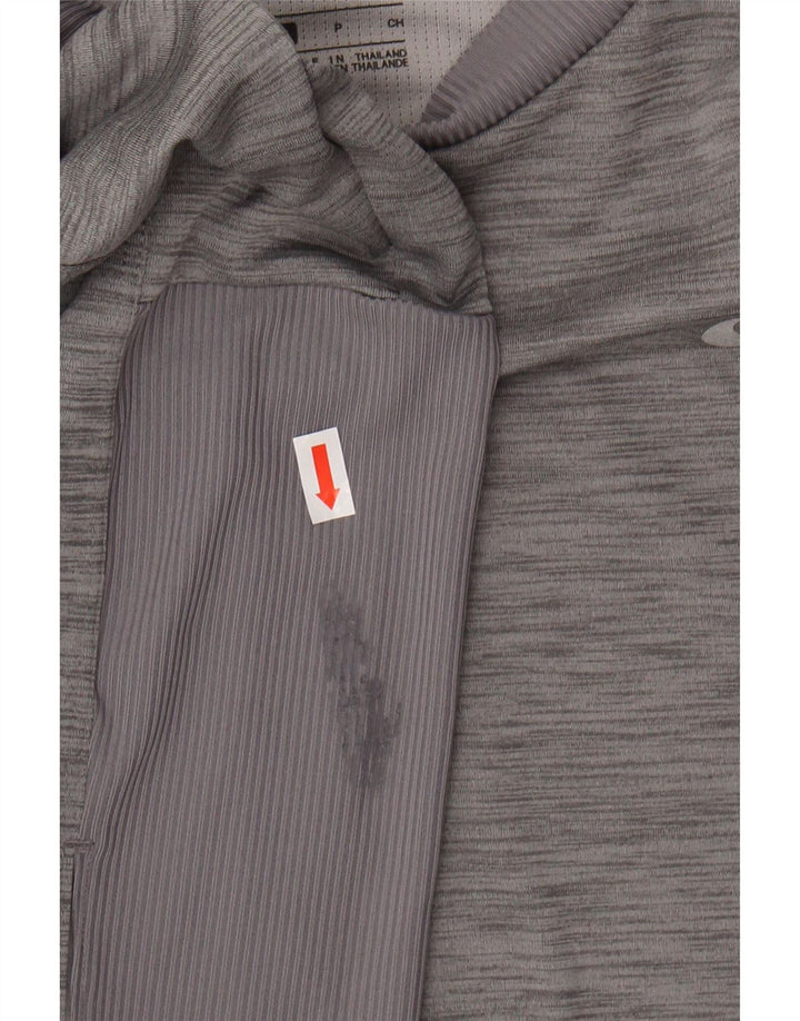 NIKE Womens Dri Fit Top Long Sleeve UK 10 Small Grey Flecked Polyester