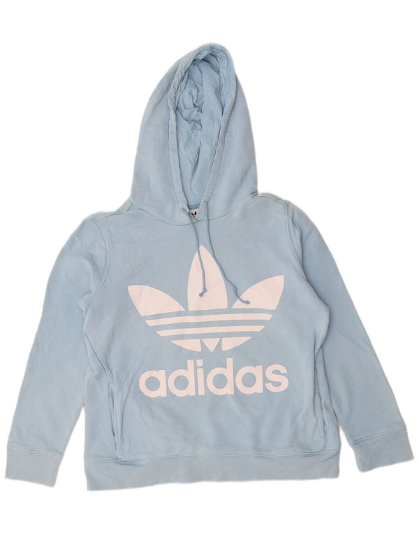 Adidas Γυναικείο Γραφικό Hoodie Jumper UK 14 μεγάλο μπλε βαμβακερό