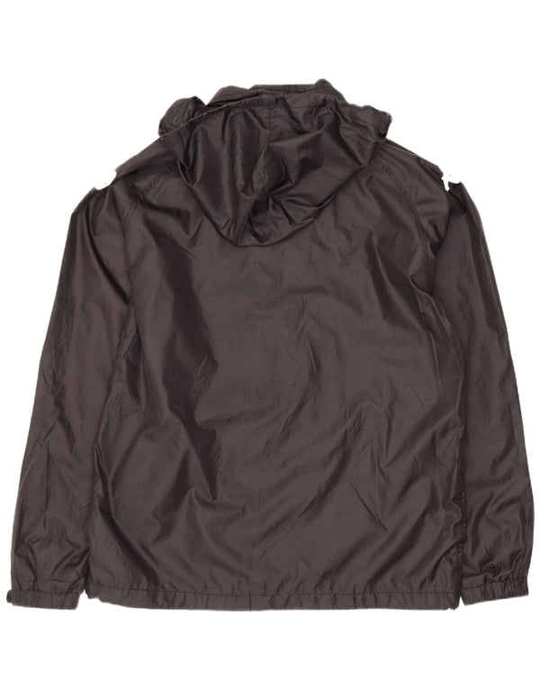 Kappa Chaqueta impermeable con capucha y gráfico para hombre UK 40 Large Black Nylon Sports