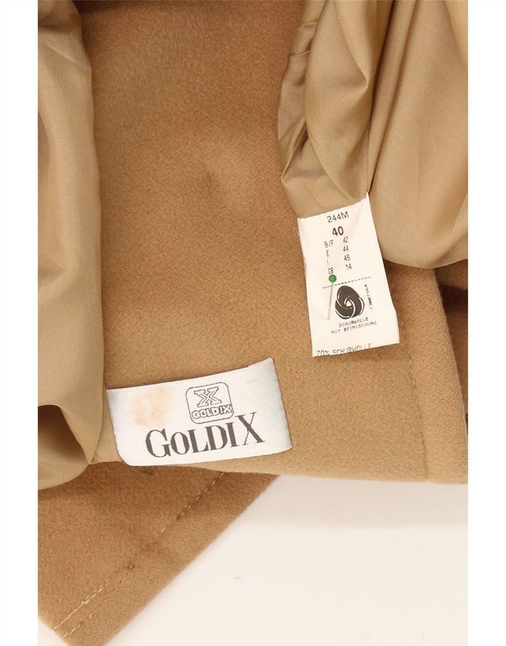 GOLDIX Womens Overcoat UK 14 Large  Beige Wool