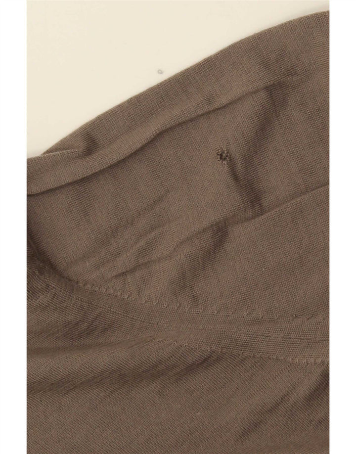 Massimo Dutti Mens Zip Neck Jumper Sweater 2XL Brown Wool