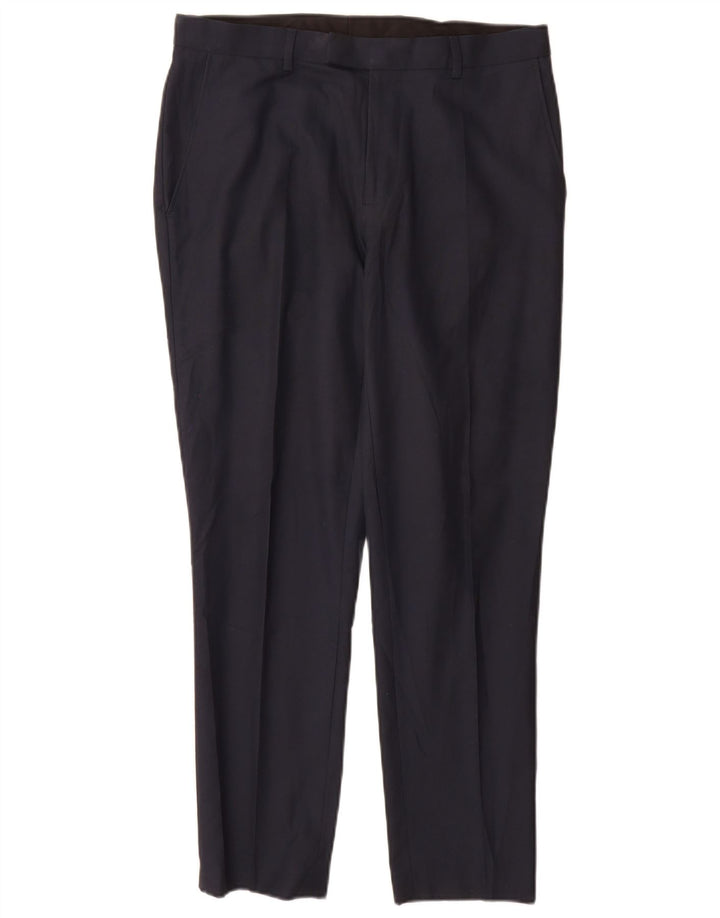 Marks & Spencer Mens Slim Suit Trousers W32 L29 Navy Blue Polyester