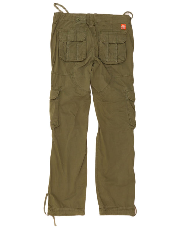 Superdry Mens Straight Cargo Trousers Medium W34 L35 Khaki Cotton