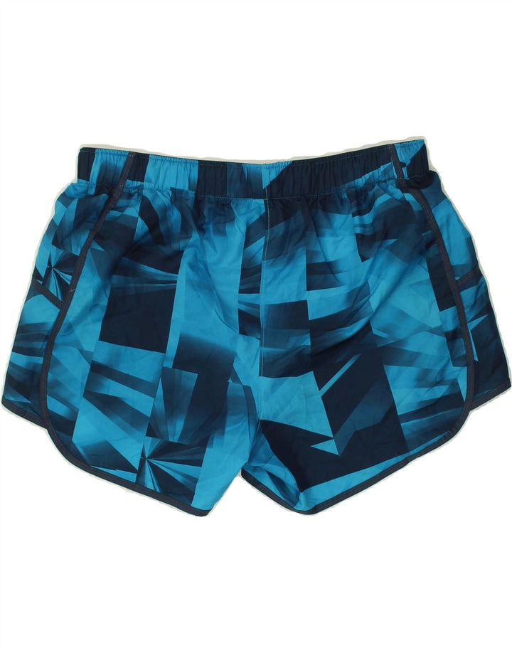 CHAMPION Womens Abstract Pattern Sport Shorts UK 14 Medium Blue Polyester Vintage Champion and Second-Hand Champion from Messina Hembry 