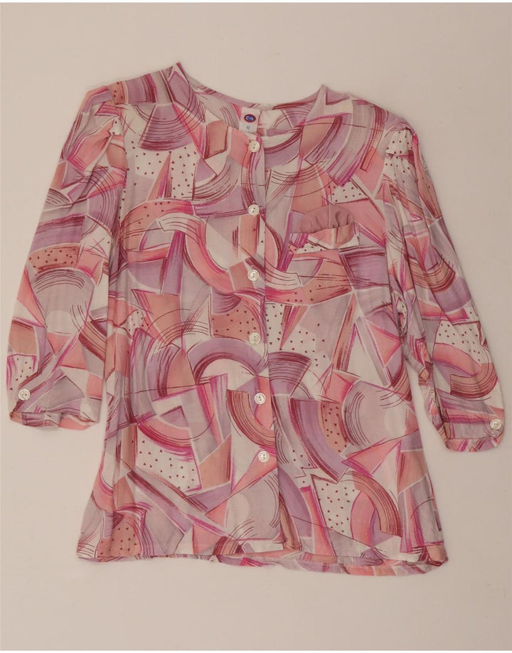 C&A Womens Abstract Pattern 3/4 Sleeve Shirt Blouse EU 42 Large Pink Vintage C&A and Second-Hand C&A from Messina Hembry 