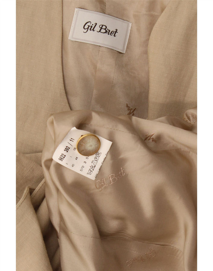 Gil Bret Womens 3 Button Blazer Jacket UK 12 Medium Beige Linen