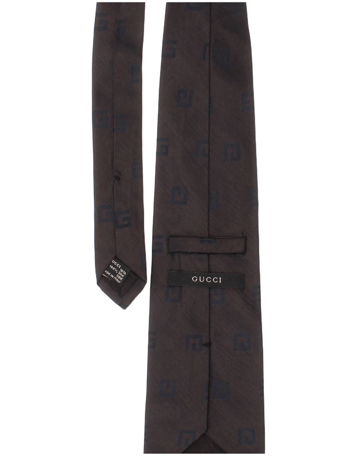 Gucci Mens Tie One Size Grey Silk Classic
