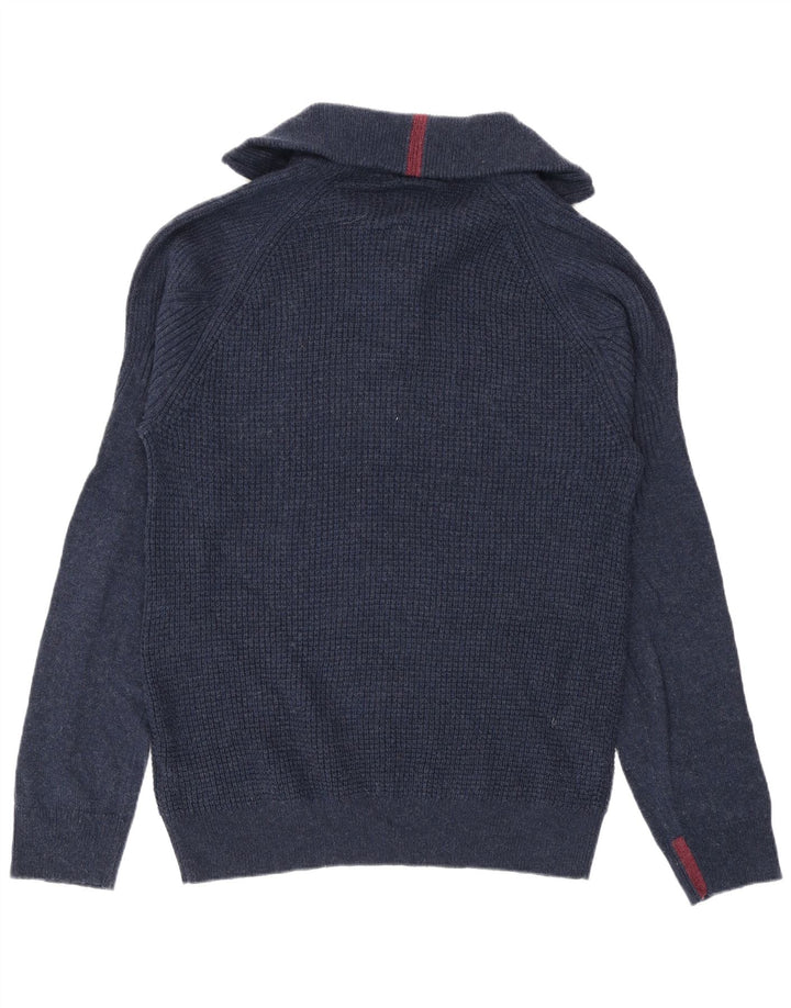 White Stuff Mens Zip Neck Jumper Sweater XL Navy Blue Lambswool