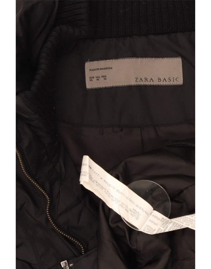 Zara Womens Quilted Jacket UK 18 XL Black Polyester