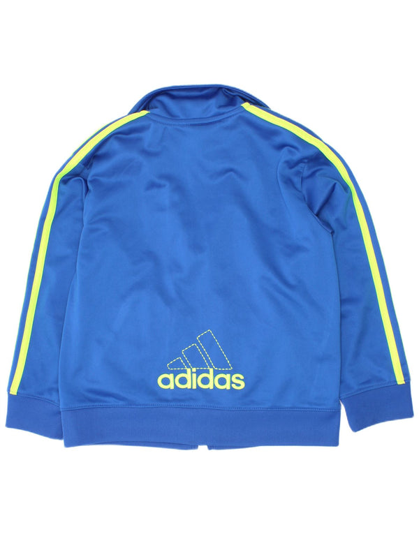 Adidas Boys Graphic Tracksuit Top Jacket 4-5 Years Blue Polyester