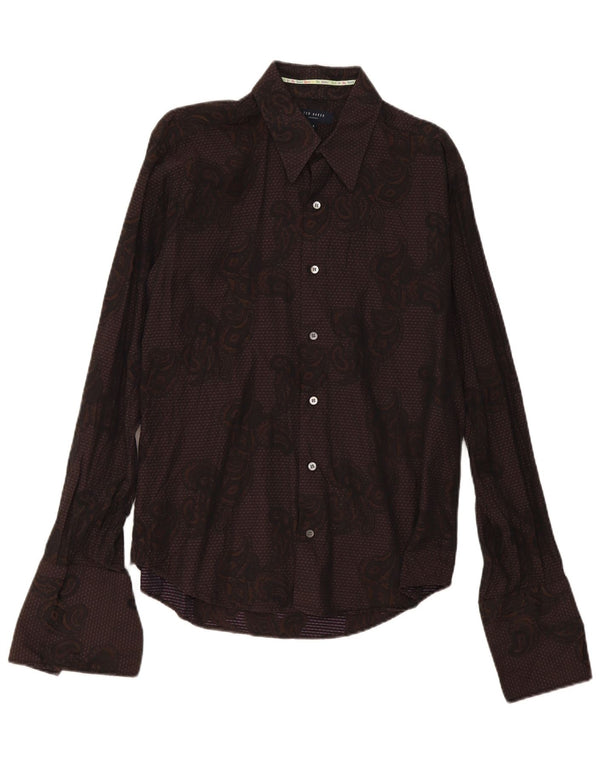 Ted Baker Herre formel skjorte str. 4 Large Burgundy Paisley Cotton