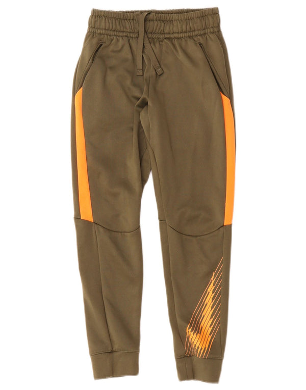 Nike Boys Dri Fit Tracksuit Trousers Joggers 6-7 Years XS Khaki Colourblock