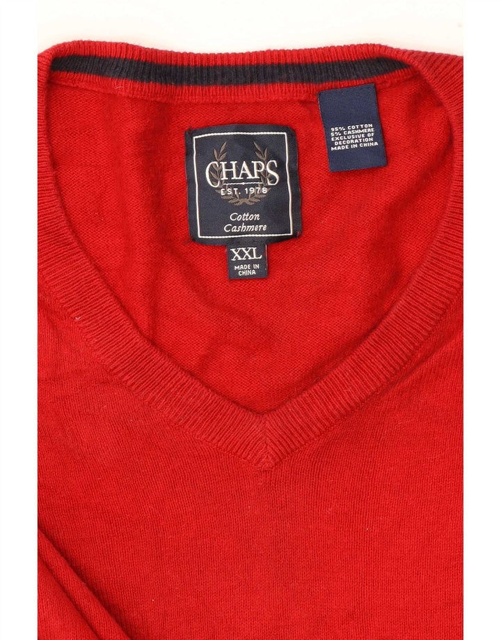 Chaps Herre V-hals sweater 2XL Rød Bomuld